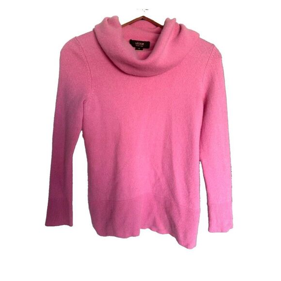 Victor Cashmere Bubble Gum Pink Turtleneck Sweater Women's M - Picture 1 of 4